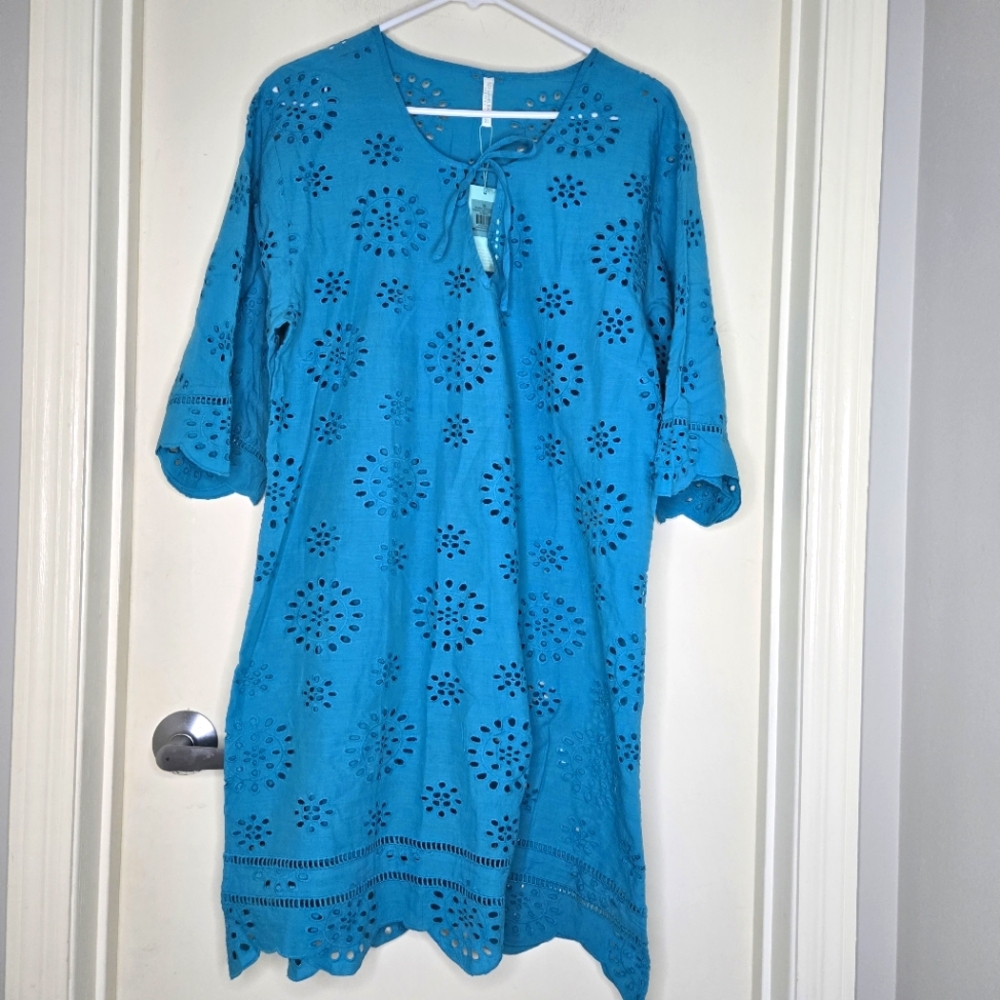 NWT sea level swim embroidered tunic cover up XL